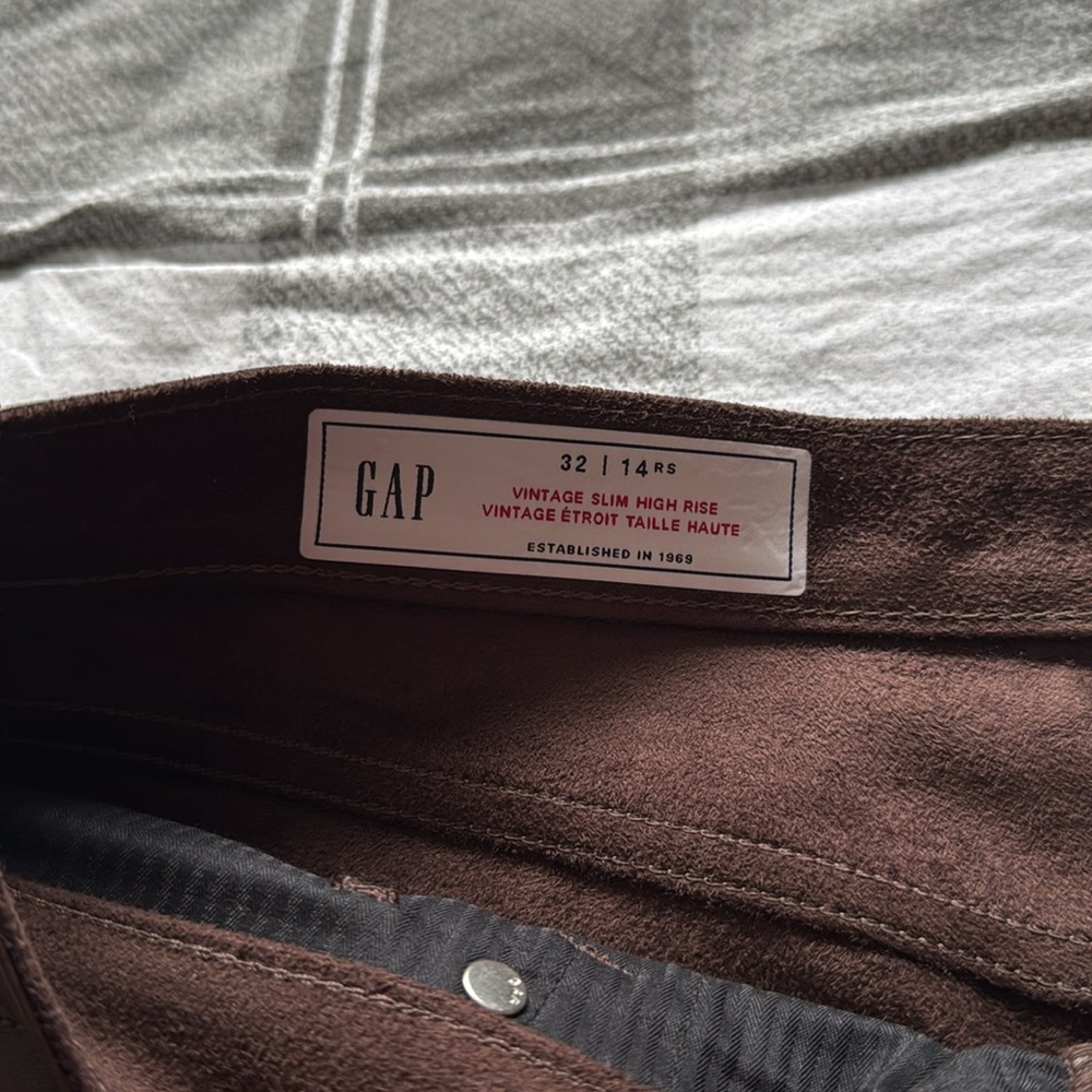 GAP Vintage Slim High Rise Faux-Leather Bootcut Ankle Brown Pants - Picture 6 of 9